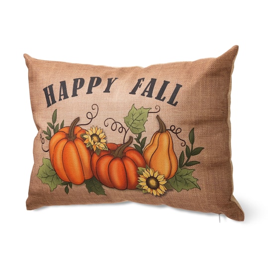 Glitzhome® Faux Burlap Fall Pumpkin Pillow